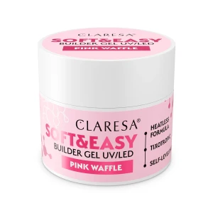 CLARESA żel budujący SOFT&EASY PINK WAFFLE 12 g, delikatny kremowy róż o subtelnym charakterze