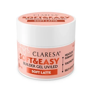CLARESA żel budujący SOFT&EASY  SOFT LATTE 12 g, ciepły, kremowo beżowy