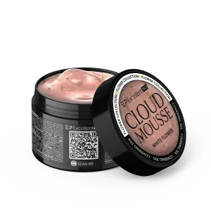 Excellent PRO Cloud Mousse WHITE FLOWER 15g, jasno beżowy żel z białymi kwiatkami suszonymi