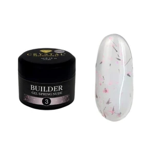Crystal Professional Builder Gel Spring Nude nr 3 15 ml, mleczny z jasno różowymi kwiatkami suszonymi