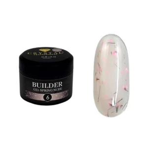 Crystal Professional Builder Gel Spring Nude nr 6 30 ml, naturalny z jasno różowymi kwiatkami suszonymi 