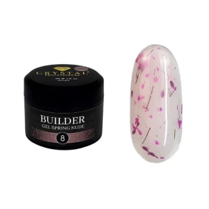 Crystal Professional Builder Gel Spring Nude nr 8 15 ml, jasny naturalny róż z jasno różowymi kwiatkami suszonymi