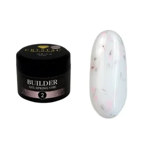 Crystal Professional Builder Gel Spring Vibe nr 2 15 ml, mleczny z jasno różowymi kwiatkami 