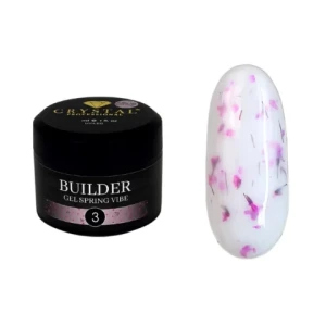 Crystal Professional Builder Gel Spring Vibe nr 3 15 ml, mleczny z ciemno różowymi kwiatkami