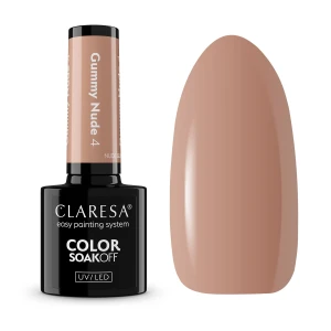 Claresa Lakier hybrydowy Nude Glow Gummy Nude 4, 5g, karmelowo - beżowy nude