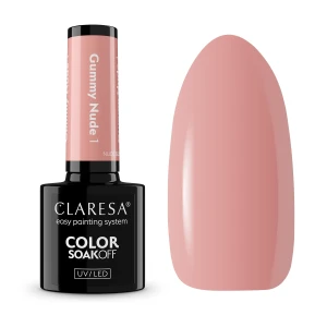 Claresa Lakier hybrydowy Nude Glow Gummy Nude 1, 5g, chłodny, mleczno różowy, póltransparentny