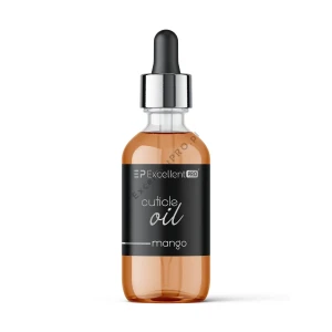 Excellent PRO Cuticle Oil 30ml Mango, duże opakowanie, oliwka o zapachu owocowym zamknięta w szklanym eleganckim opakowaniu z pipetą.
