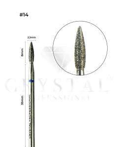 Crystal Professional Frez diamentowy „Płomień” nr 14 (niebieskie nacięcie 2,1 mm)